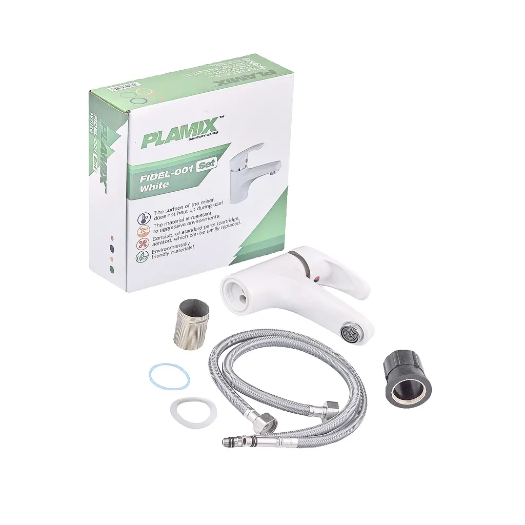 Смеситель для умывальника Plamix Fidel-001 SET white PM0659 Белый - фото 2