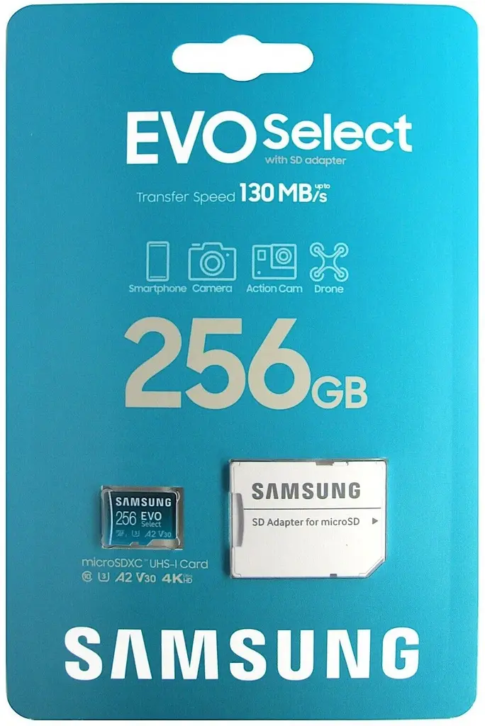 Карта пам'яті microSDXC (UHS-І U3) Samsung EVO Select 256Gb class 10 A2 V30 (R130MB/s, W30MB/s) (adapter SD) (MB-ME256KA/EU) - фото 3