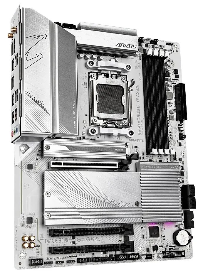 Материнская плата AM5 Gigabyte B650 AORUS ELITE AX ICE, B650, 4xDDR5, Int.Video (CPU), 4xSATA3, 3xM.2, 1xPCI-E 4.0 x16, 2xPCI-E 3.0 x16, Realtek 7.1, Realtek 2.5Gb, WiFi 6E, Bluetooth 5.3, 10xUSB3.2/6xUSB2.0, HDMI/DP, ATX - фото 3