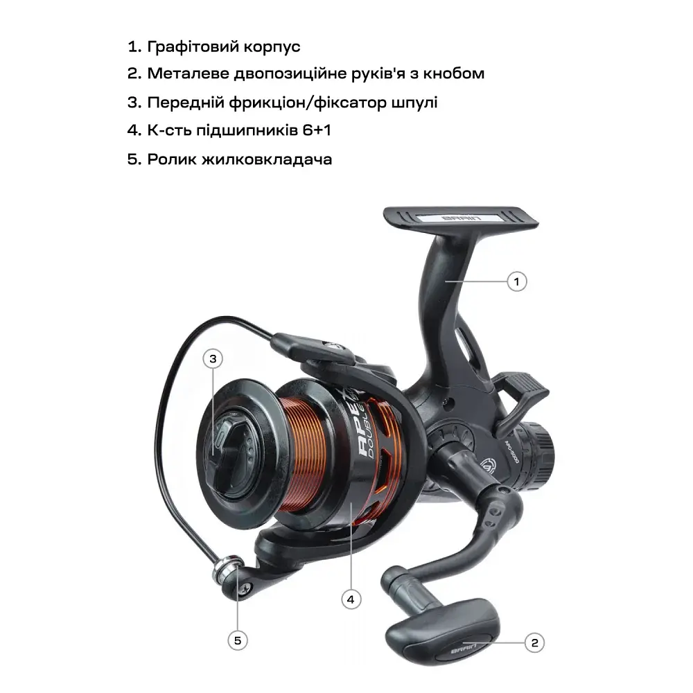 Катушка Brain Apex Double Baitrunner 4000 6+1BB - фото 6