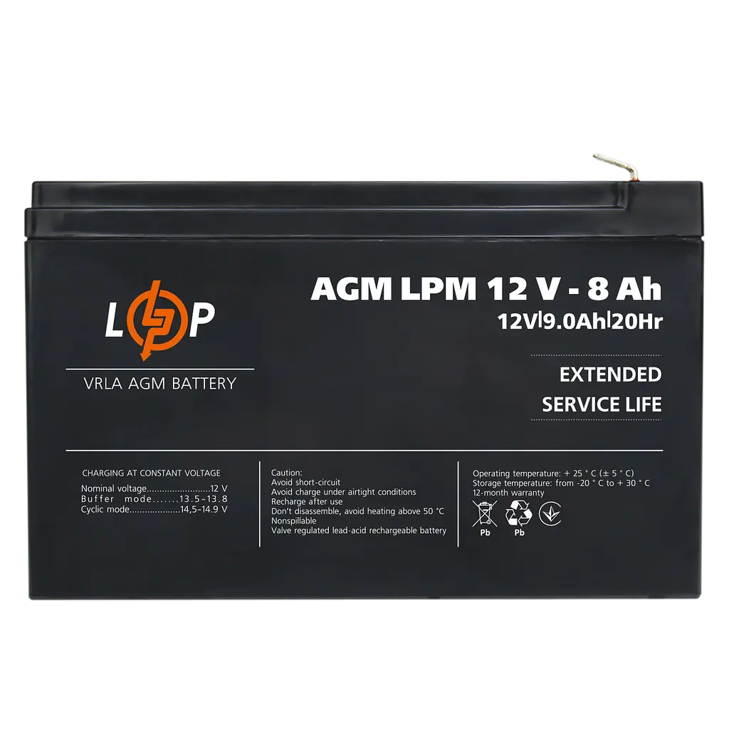 Акумулятор AGM LPM 12V - 8 Ah - фото 5