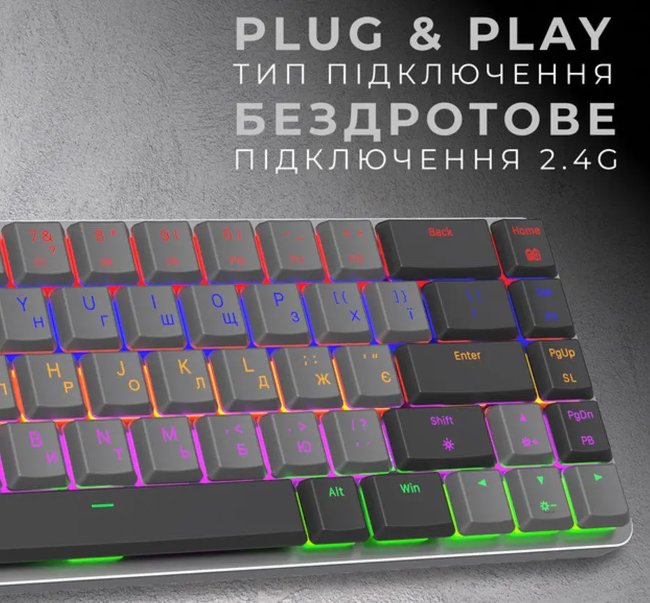 Клавиатура игровая механическая беспроводная GamePro MK-122R 2.4G Wireless Red Swich Low Profile Dark Gray - фото 7