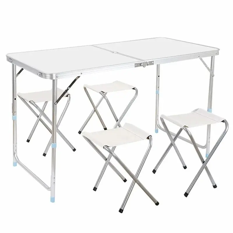 Розкладний стіл з 4 стільцями Folding Table для пікніка, риболовлі, дачі, 120х60 см Стіл-чемодан - фото 6