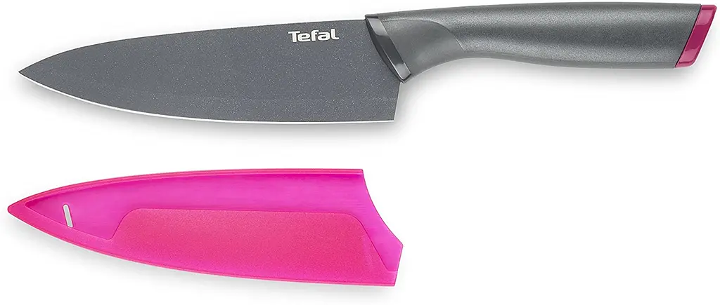 Ніж кухонний Tefal Fresh Kitchen кухарський 15 см з чохлом, нержавіюча сталь, пластик, сірий kuh0014553 - фото 2