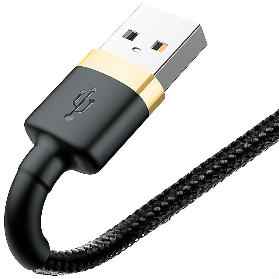 Кабель Baseus Cafule Cable USB to Ligthning 2A 3m CALKLF-RV1 Black-Gold - фото 2