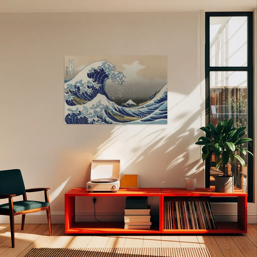 Інтер'єрна картина Велика хвиля в Канаґаві, Хокусай, Hokusai, Great Wave off Kanagawa, інтер'єрний декор, 40×60 см (id6779) - фото 2