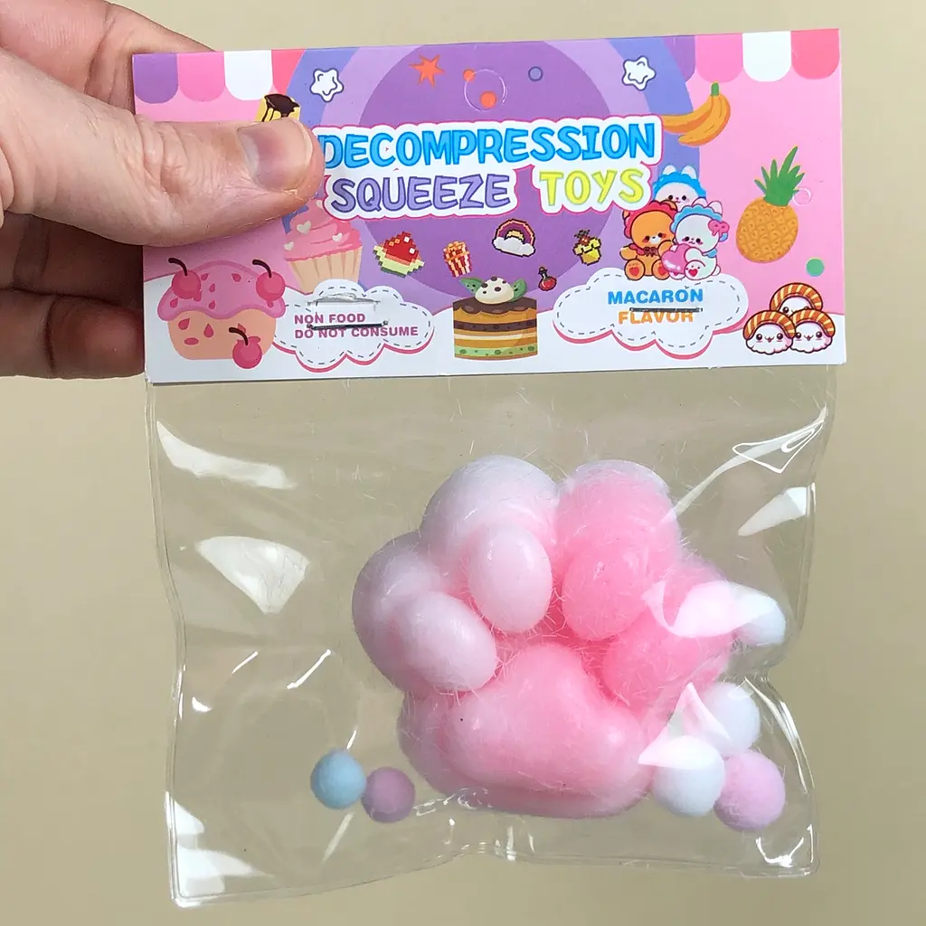 Сквіш антістрес UFT Squish Cat Paw Fluffy 3 Пухнаста лапка Pinky - фото 2