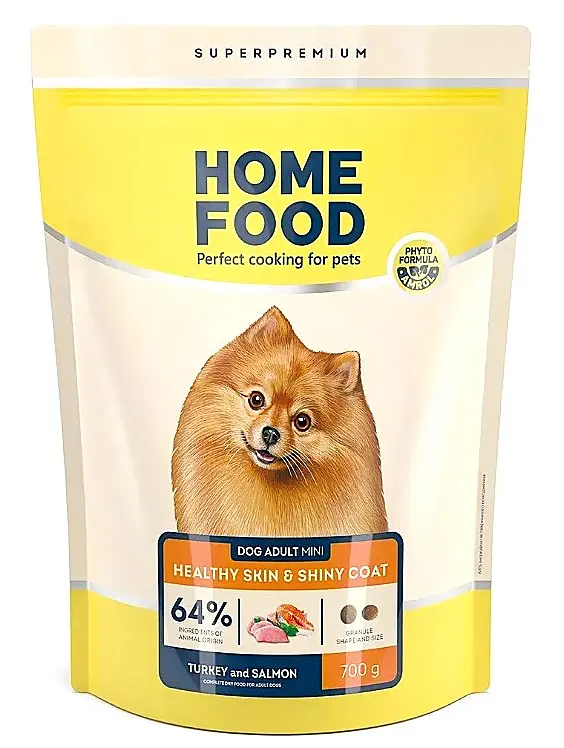 Сухий корм для собак малих порід Home Food Healthy Skin and Shiny Coat з індичкою та лососем, 700 г