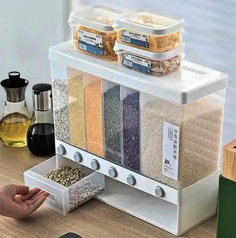 Органайзер для сипучих продуктів Assorted grain rice bucket JC-2170 Диспенсер для круп 6 секцій - фото 2