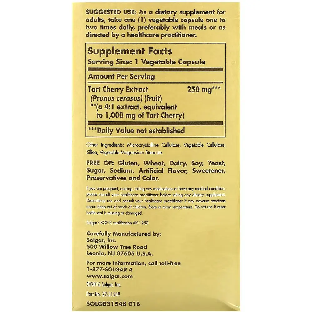 Екстракт терпкої вишні Solgar Tart Cherry Extract 1000 мг 90 капсул - фото 6