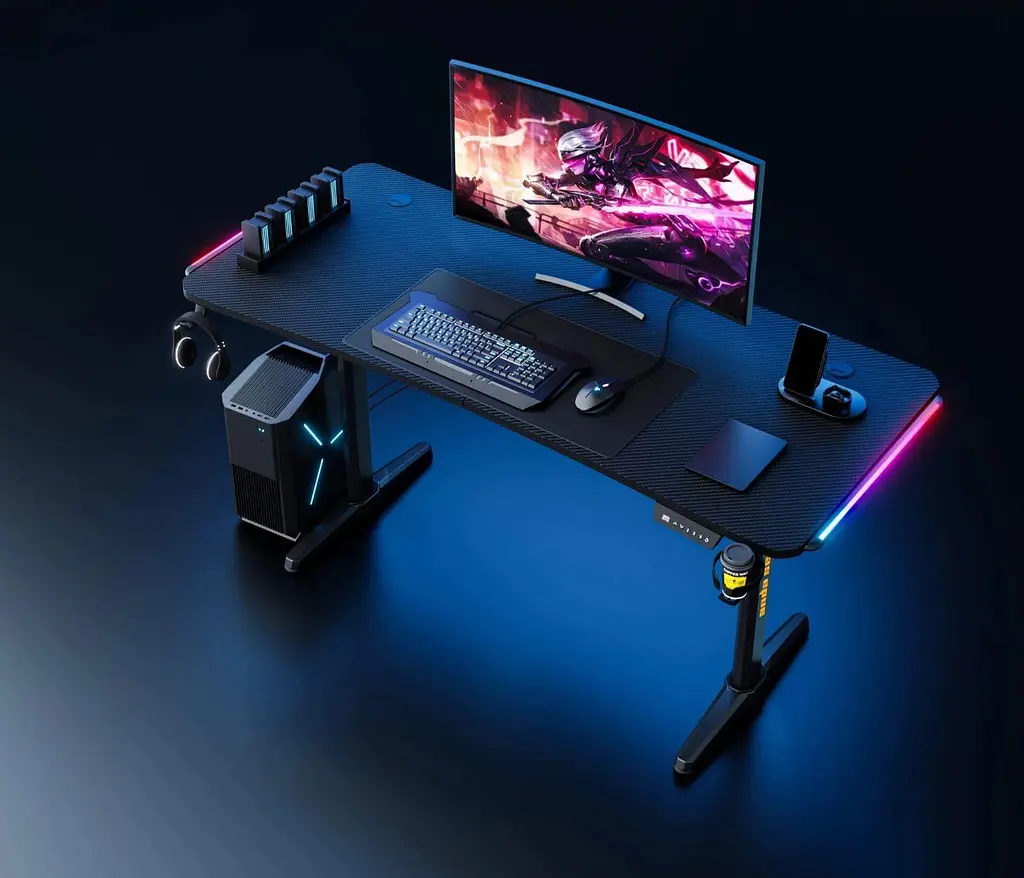 Геймерский стол Anda Seat Terminator RGB Black (AD-D-DD1-1600L-01-B) (AD-D-DD1-1600L-01-B-B) - фото 6