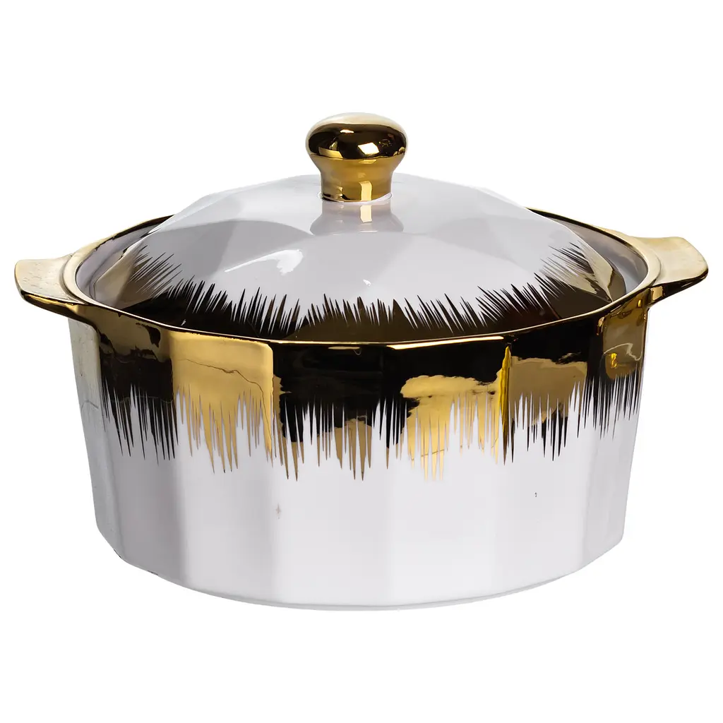 Суповой сервиз на 6 персон супница на подставке 2 л с бульонницами 300 мл Золотистый Yiwu ML-T35 - фото 5