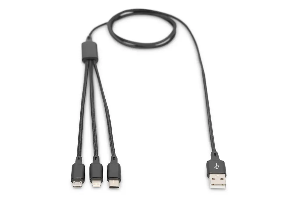 Кабель Digitus USB-A > Lightning/USB-С/micro USB, мультизарядный 3-в-1, зарядка/синхронизация 1м, teh0013696 - фото 6