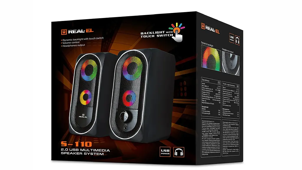 Компьютерные колонки 2.0 REAL-EL S-110 - фото 4
