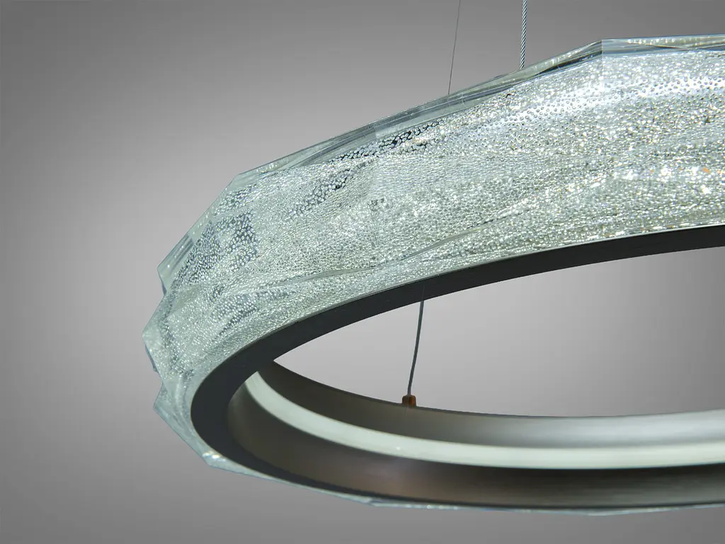 Підвісна LED-люстра для вітальні та спальні Diasha 583-500G з акриловим кільцем, пультом, 84 W, 50 см, 10-18m2 - фото 7