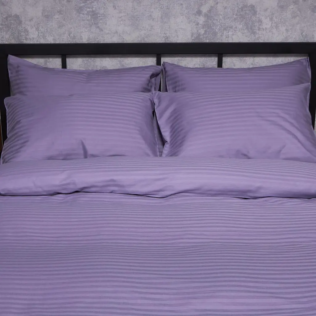 Комплект постельного белья Moon&Star Satin Stripe Soft Lilac Евро 200х220 наволочки 4х70х70 - фото 8