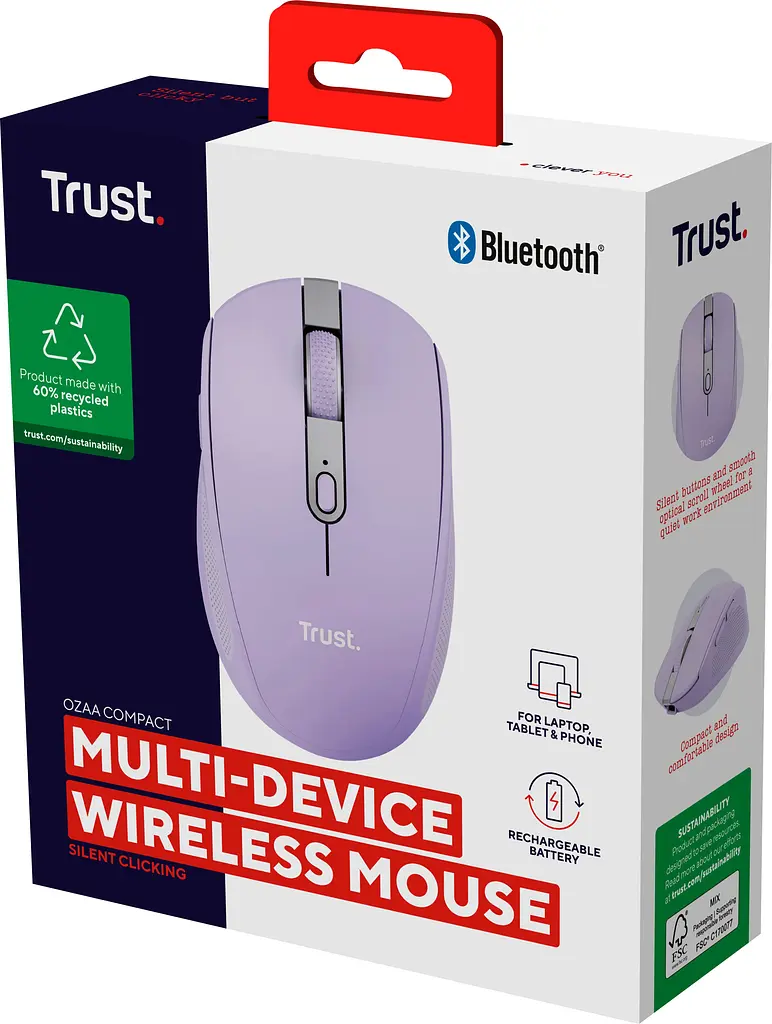 Комп'ютерна миша Trust Ozaa Compact Multi-Device WL/BT фіолетовий teh0014041 - фото 7