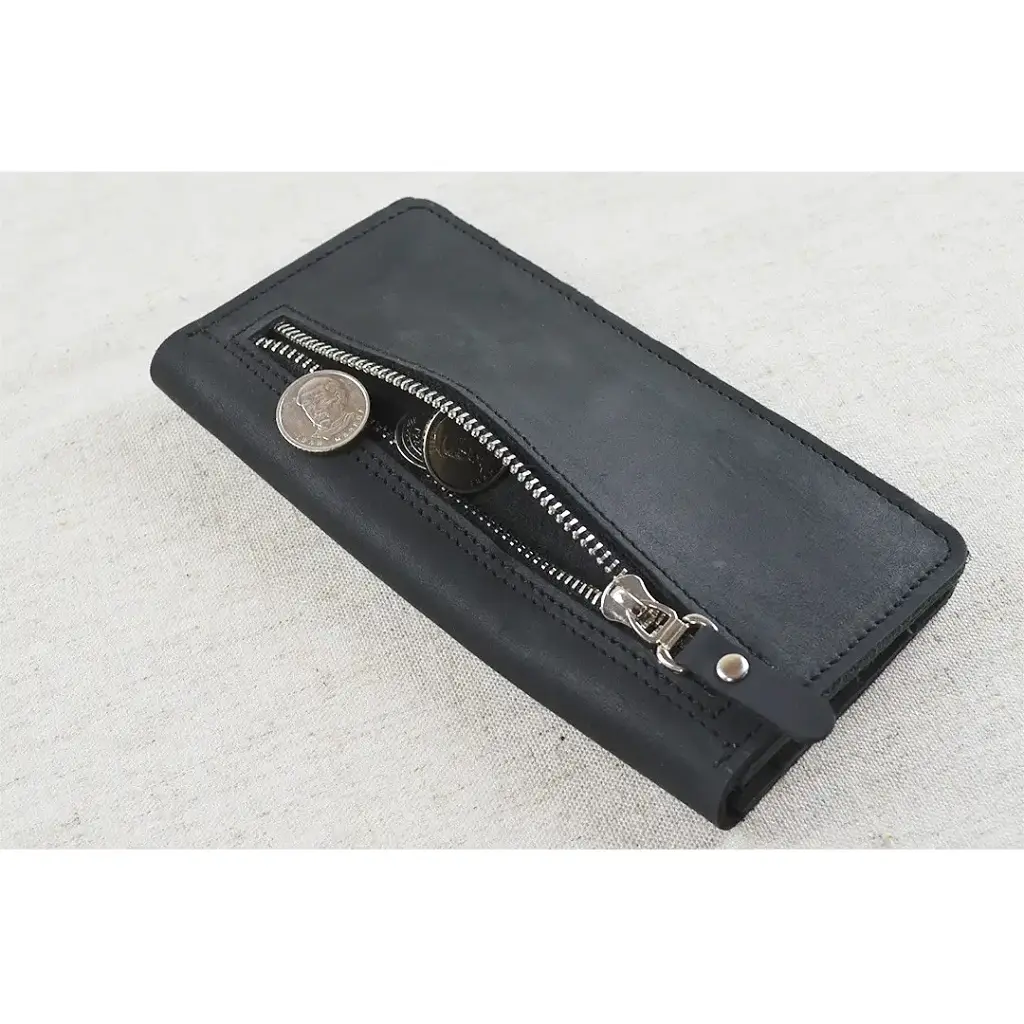 Кошелек-купюрник Crazy Horse тонкий мужской черный - фото 2