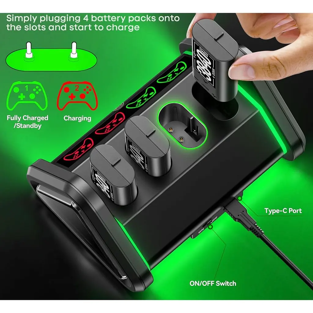Зарядний пристрій OIVO NG-BX132X Charging Dock + 4 АКБ 3840mWh для Xbox Сontrollers One/Series [128698] - фото 4