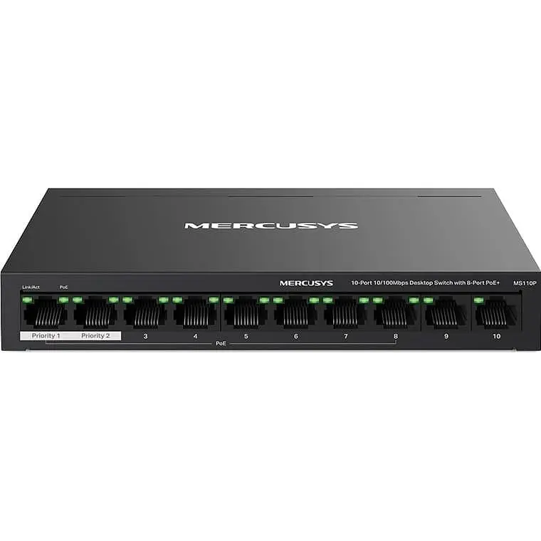 Коммутатор Mercusys 10-портовий 10/100 Мбит/с ( 8 портив PoE +) Mercusys, MS110P (MS110P) - фото 2
