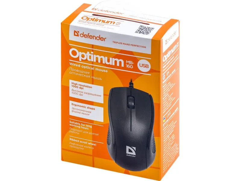 Миша Defender Optimum MB-160 USB Black (52160) - фото 4