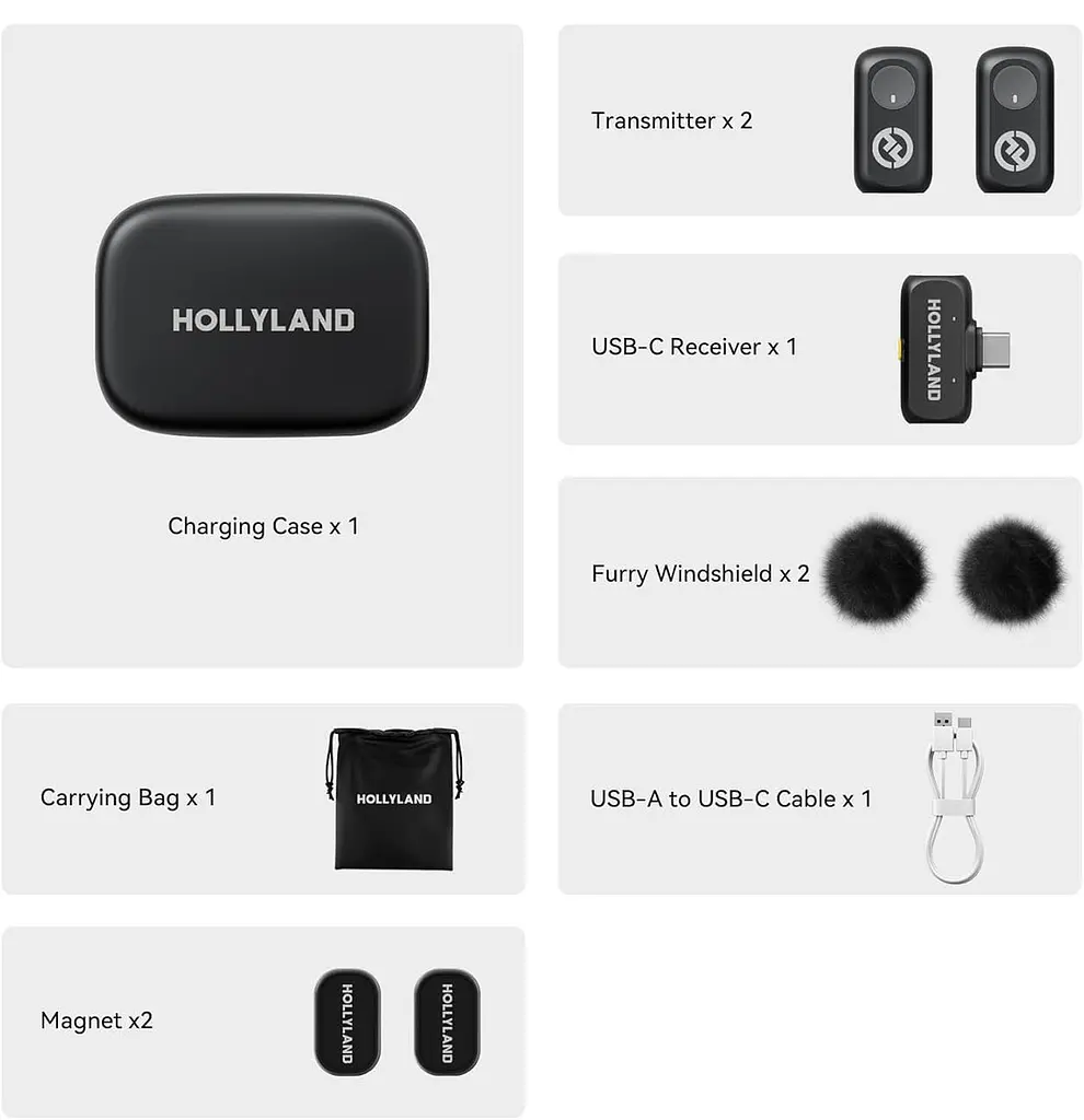 Петличний мікрофон Hollyland LARK A1 Mini Duo 2TX 1RX Зарядний кейс - фото 8