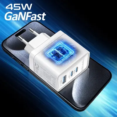 Зарядний пристрій Promate powerport-45 2xUSB-C PD + USB-A QC 45 Вт білий (powerport-45.white) - фото 9