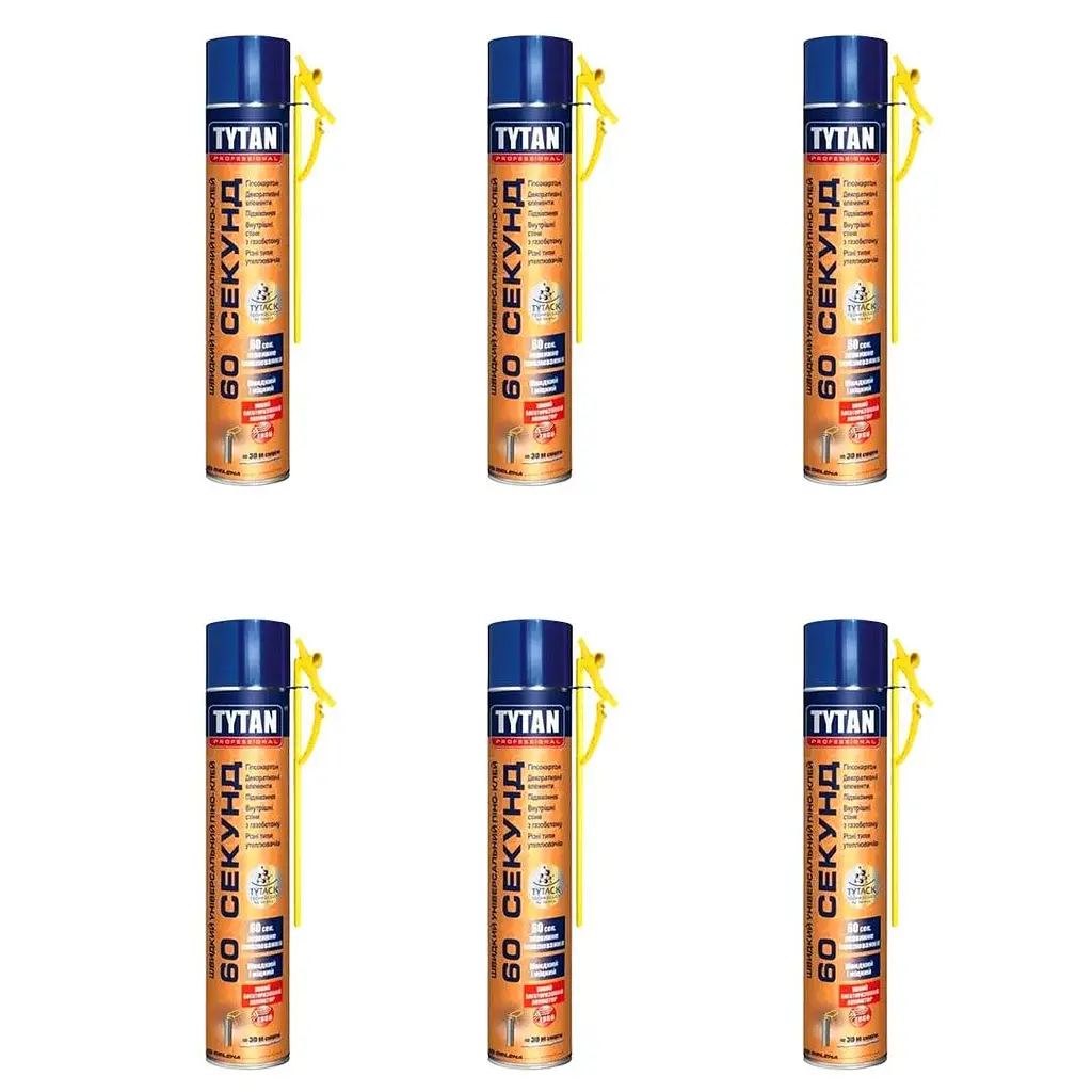 Піна-клей монтажна Tytan Professional 60 секунд 4.5 л (6 шт. x 750 мл) - фото 3