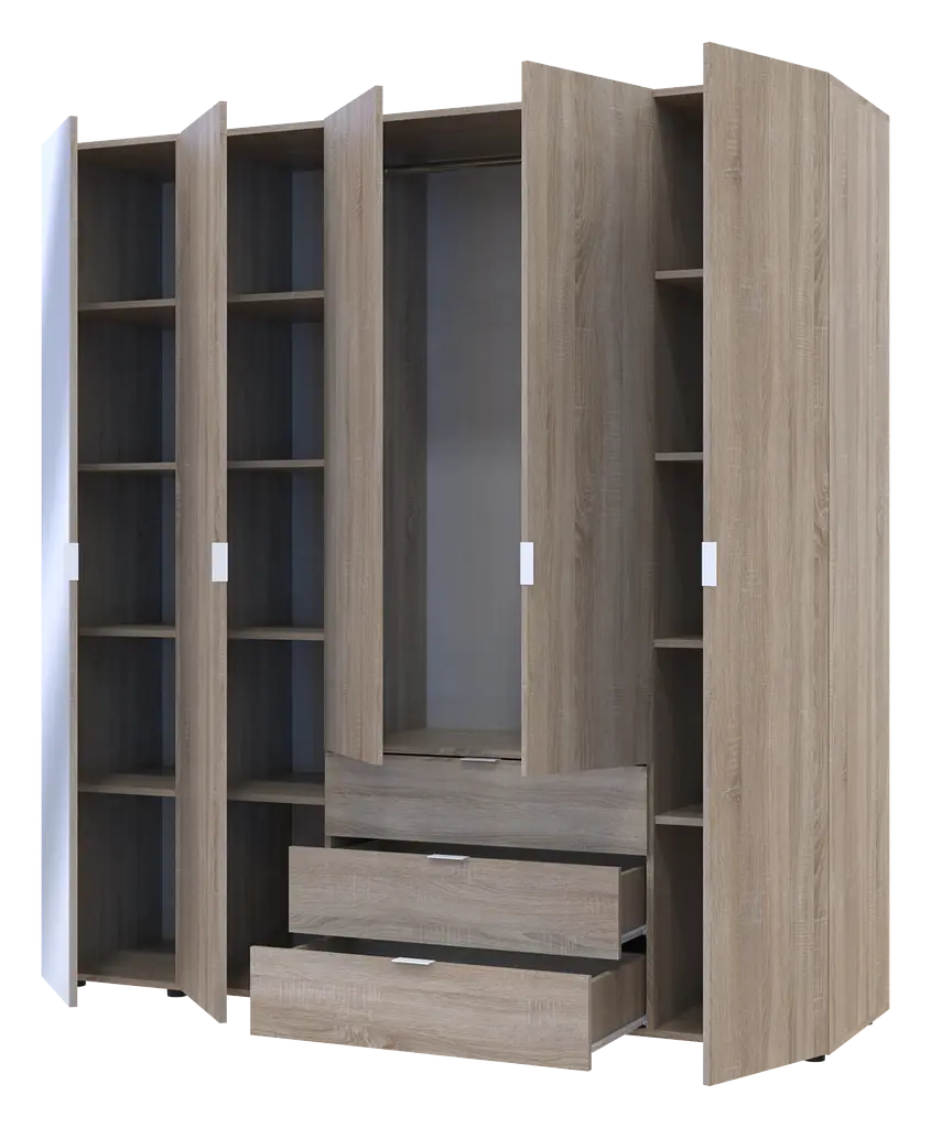 Шафа для одягу Doros Гелар Дуб сонома 4ДСП/Дзеркало 194х49.5х203.4 (42002162) - фото 4