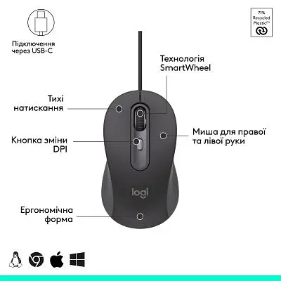 Компьютерная мышка Logitech Signature M520 для USB-C Graphite (910-007511) - фото 6