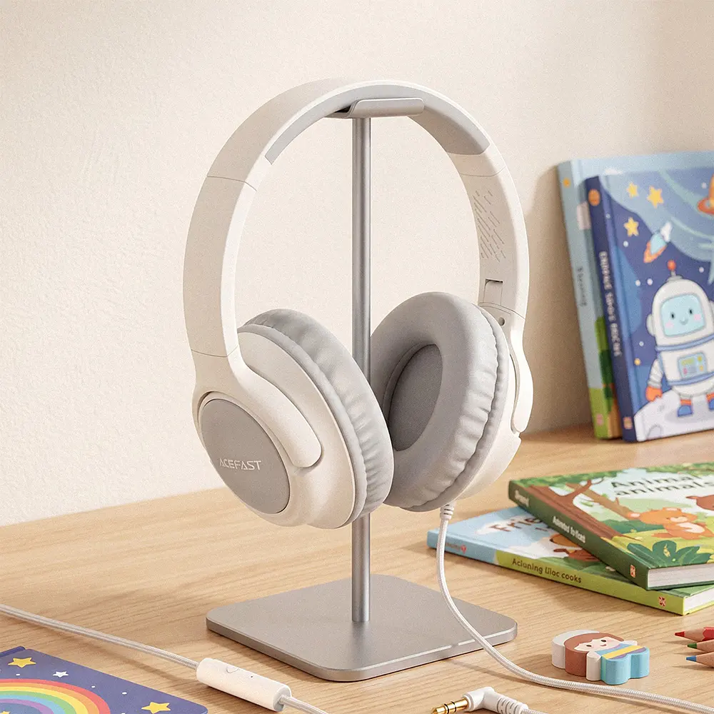 Навушники дротові ACEFAST H18 wired headset for kids Grey White - фото 4