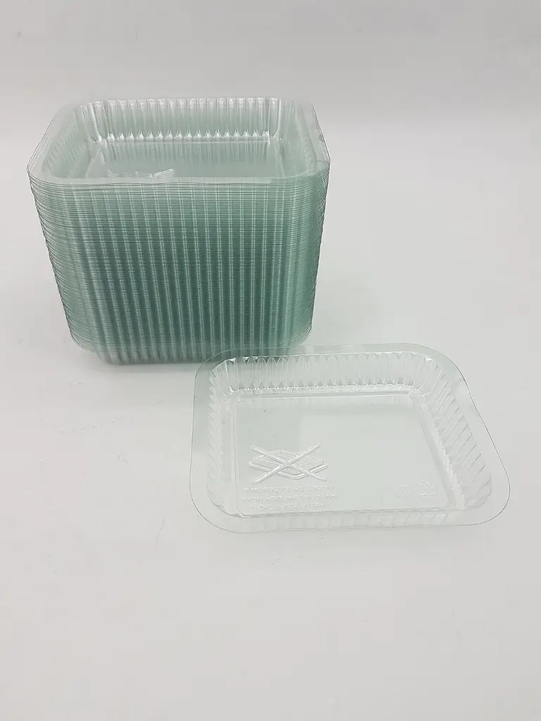 Кришка з PET-пластику для алюмінієвого контейнера SP44L, 100 шт, прямокутна для зберігання та доставки їжі, щільне прилягання - фото 3