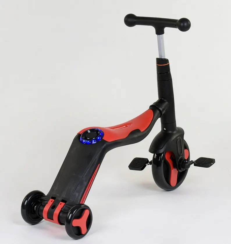 Самокат 3в1 JT 28288 Best Scooter, самокат-велобіг-велосипед, ЧЕРВОНИЙ, світло, мелодії, колеса PU, в коробці (6900066328282) - фото 7