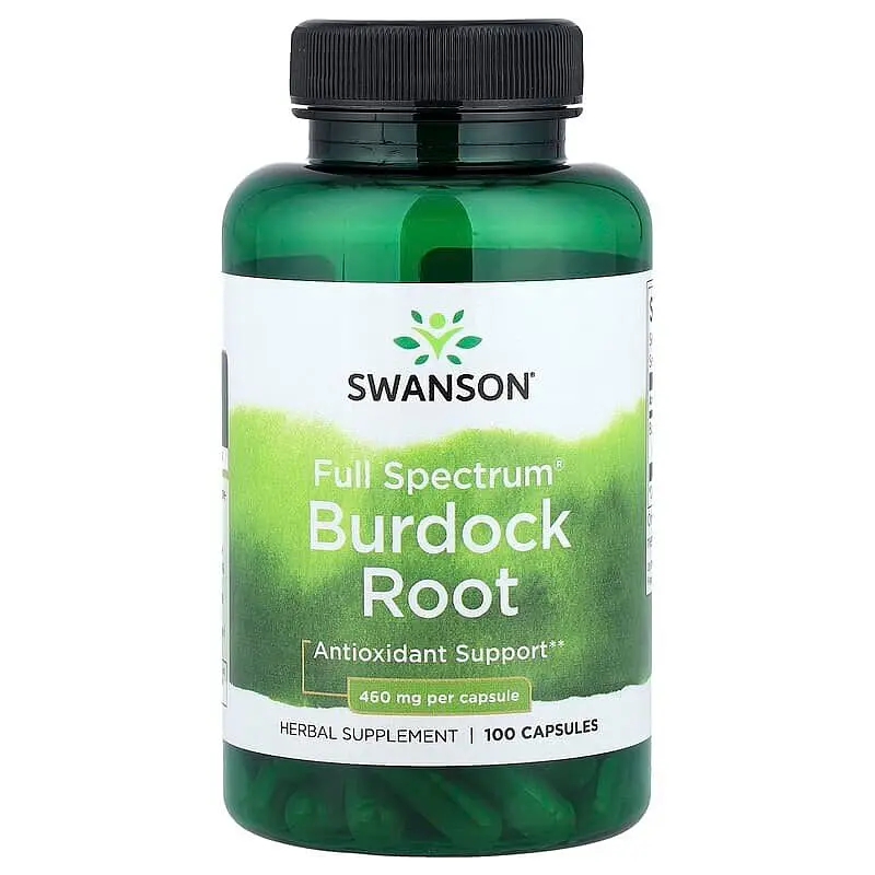 Корінь лопуха Burdock Root 460 mg Full Spectrum, 100 капсул Swanson vit0004308