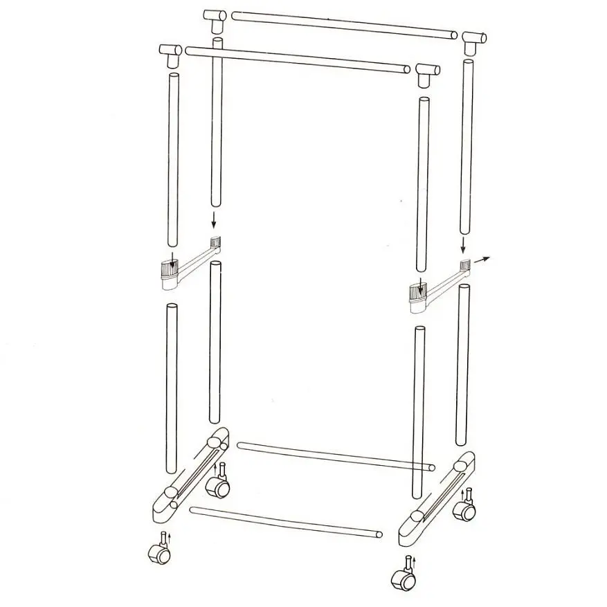 Стойка для одежды и обуви XPRO Double Pole телескопическая двойная вешалка для одежды передвижная на колесах (lp-90891_373) - фото 4