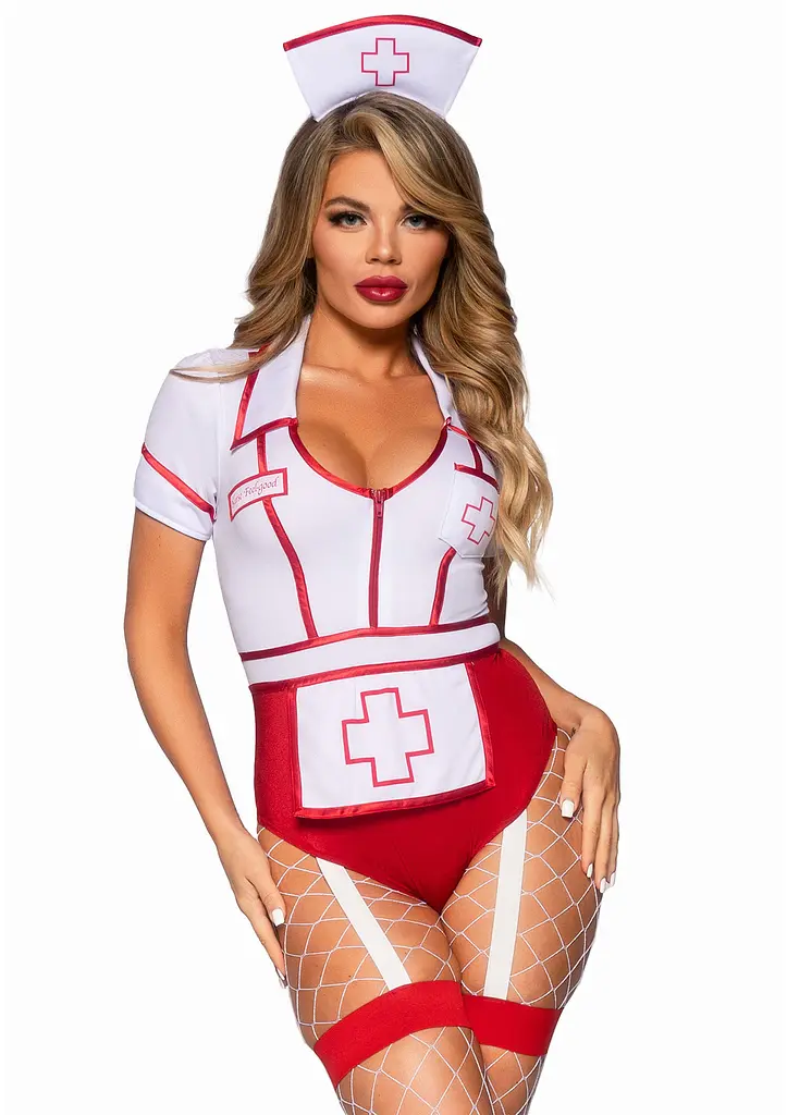 Костюм медсестры Leg Avenue Nurse Feelgood Sexy Costume M красный с белым - фото 5