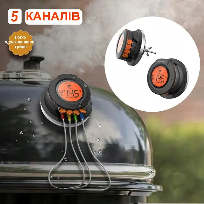 Цифровой Bluetooth термометр в крышку гриля с 2-мя щупами GRILLI (555501) - фото 3