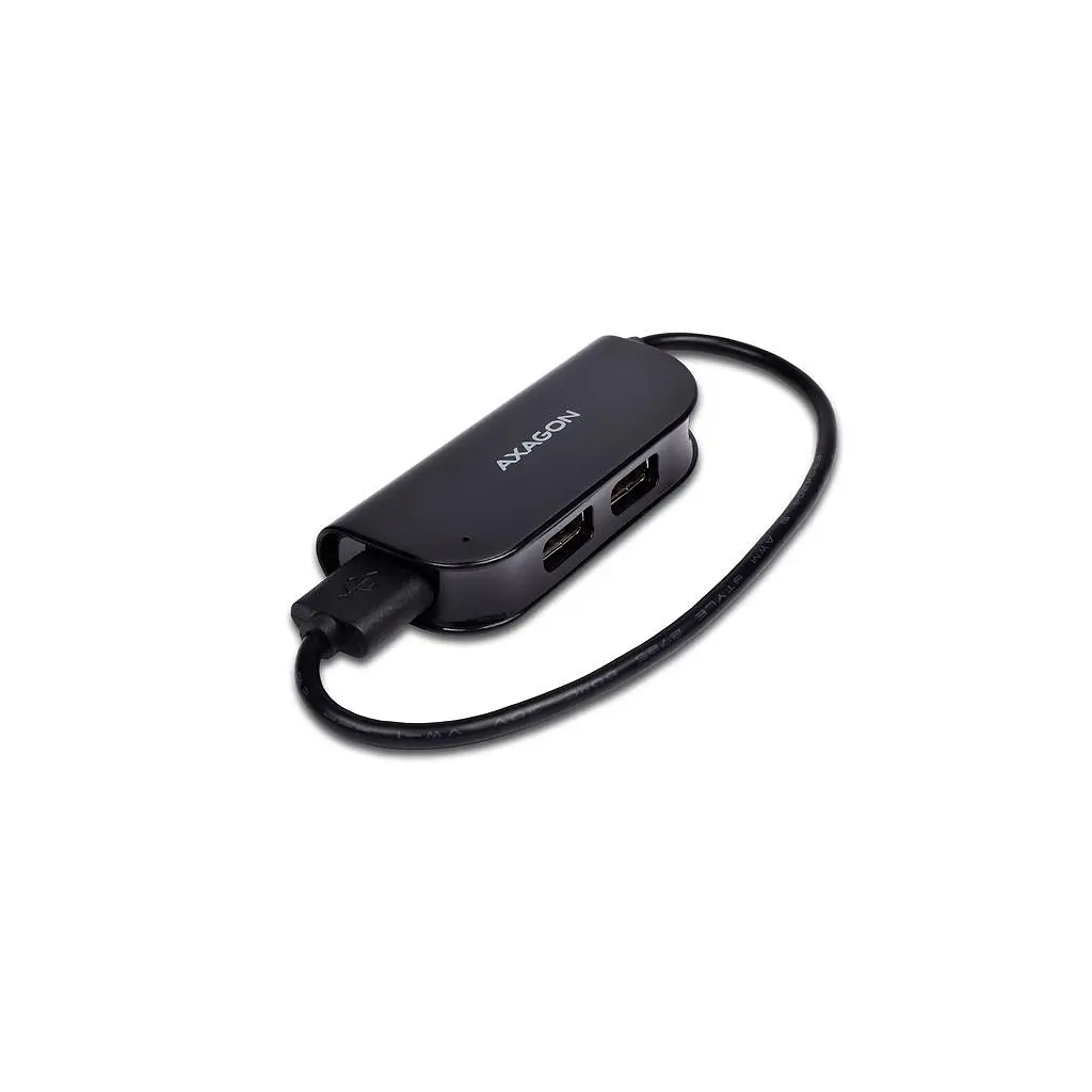 Концентратор AXAGON USB 2.0 to 4xUSB 2.0 0.2m black (HUE-X4B) - фото 3
