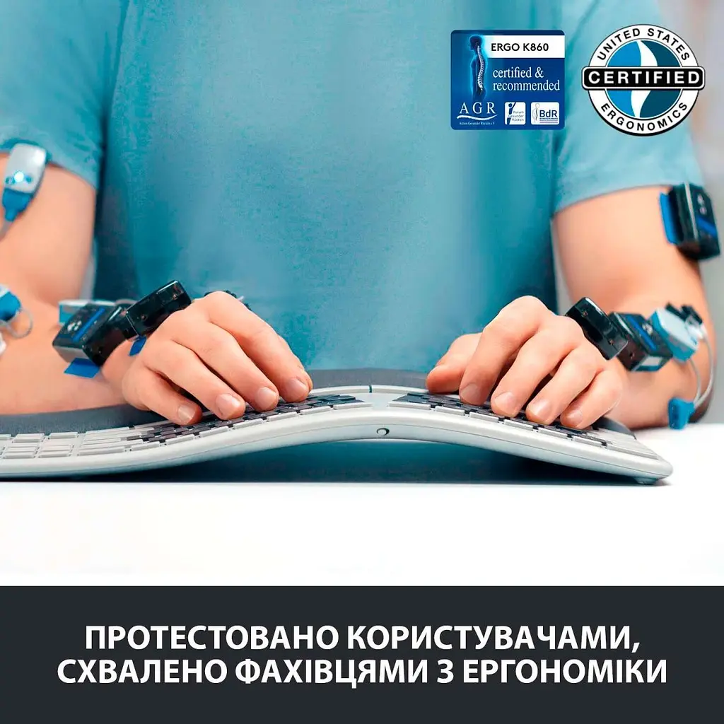 Клавіатура Logitech ERGO K860 for Business Bluetooth/Wireless UA Black [920-010352] [81153] - фото 10