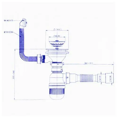 Сифон для мийки 3 1/2" Bakimay PL1047 з переливом і гофротрубою 40x40/50 мм 30412 - фото 2