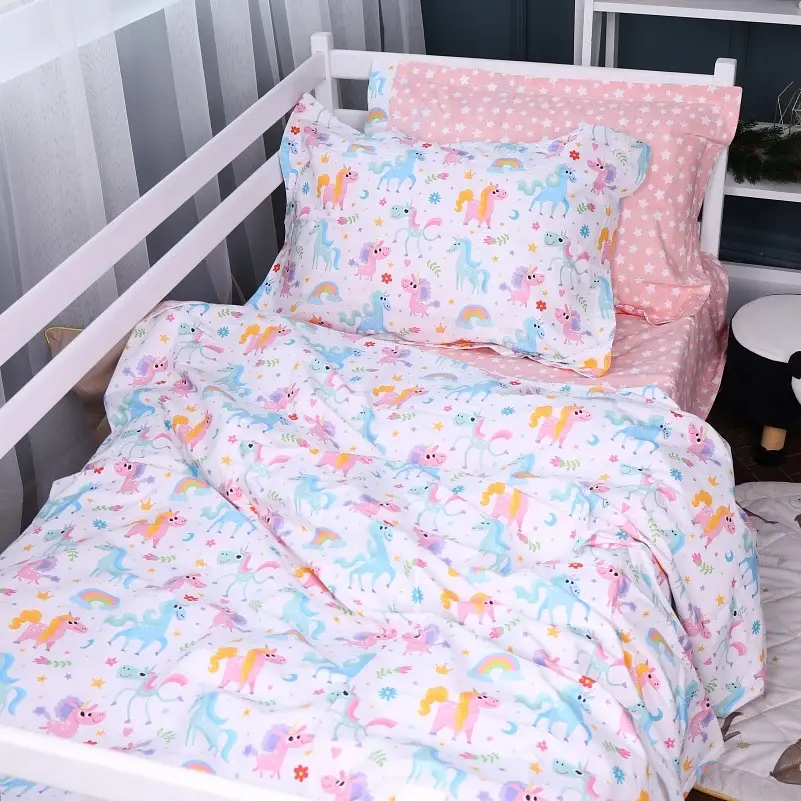 Простирадло на гумці MirSon Poplin Line Kids 05 Pony 140х200 см рожеве (2200009715730) - фото 3
