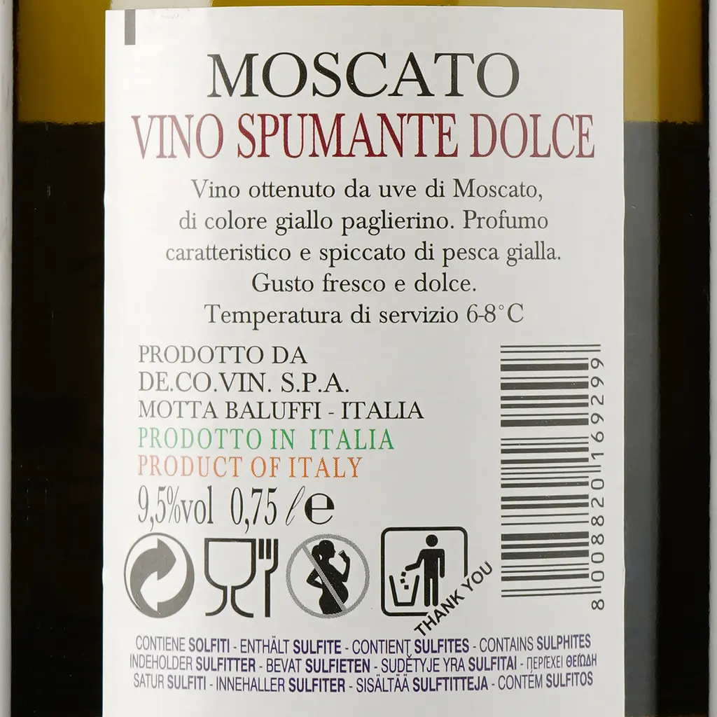 Вино игристое Fundrop Moscato Vino Spumante Dolce белое сладкое 0.75 л - фото 3