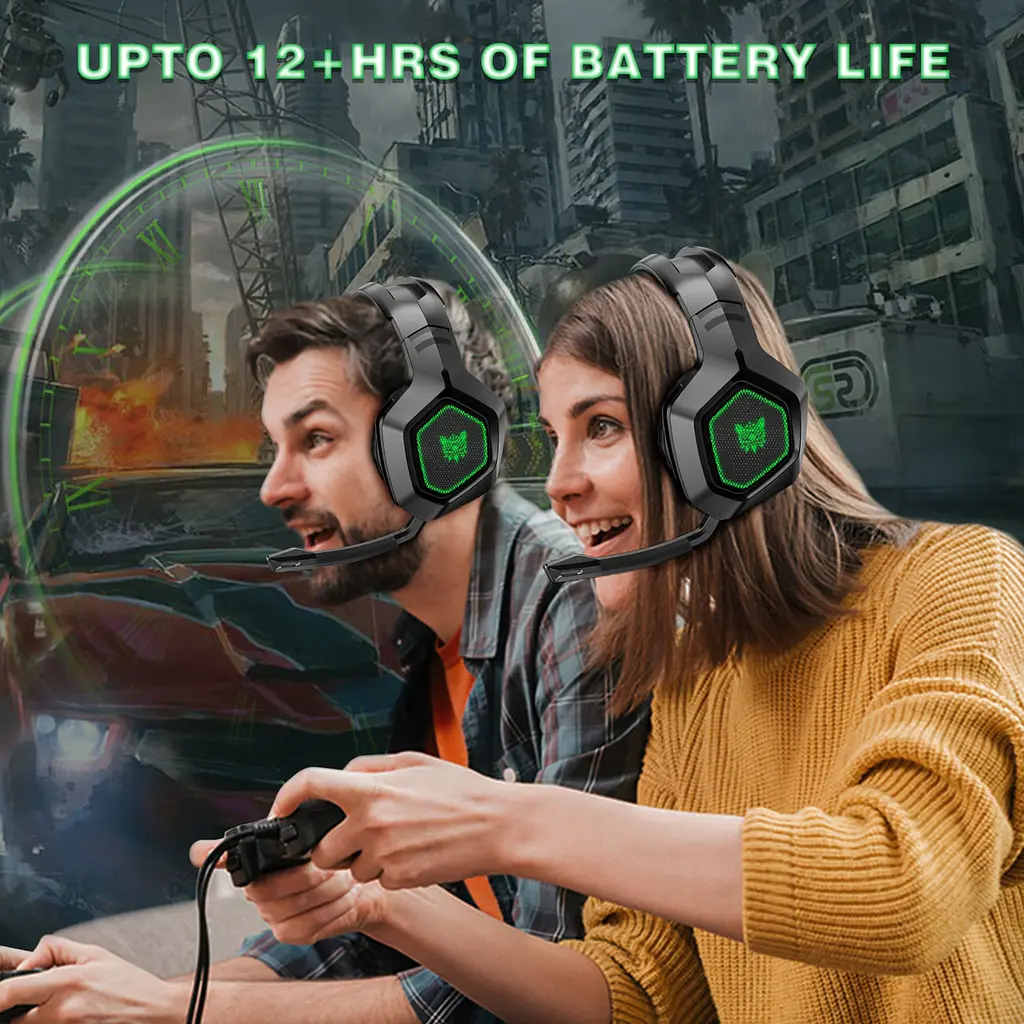 Беспроводная гарнитура Onikuma Gaming with LED K10, 2.4G, 3.5mm, 1200mAh, 12h, black - фото 10
