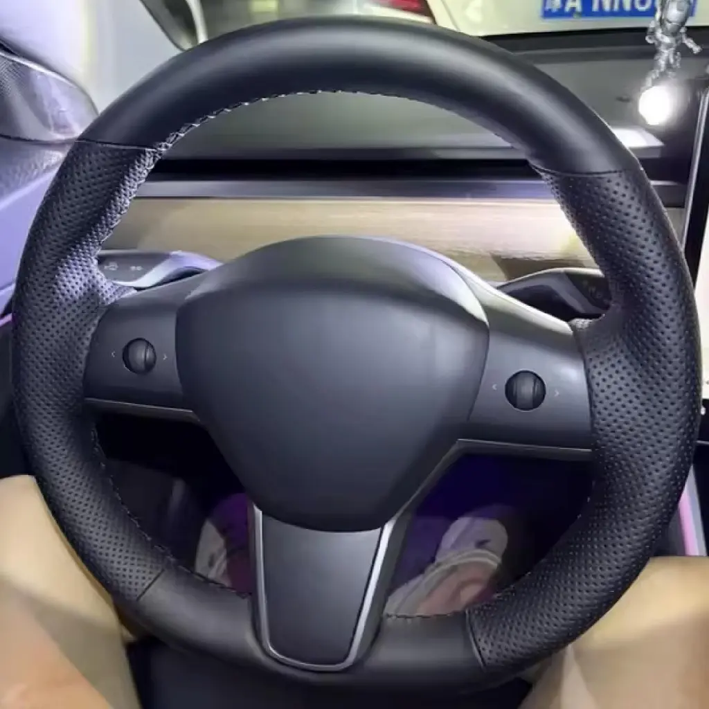 Чохол Обплетення Керма для Tesla Model 3/Y 2015-2021 Шкіра (Модельна форма)