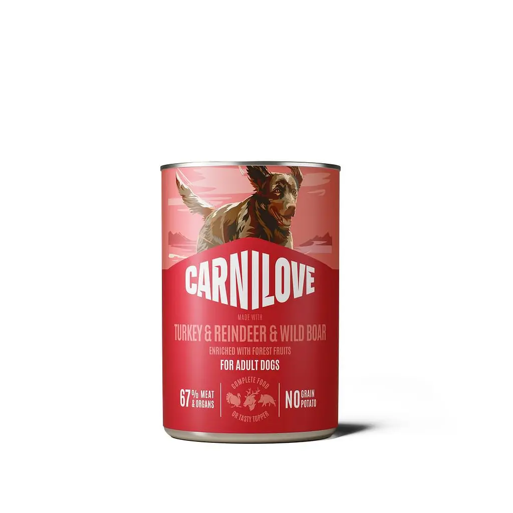 Вологий корм для собак Carnilove Turkey & Reindeer & Wildboar паштет індичка, оленина і дикий кабан банка 400 г