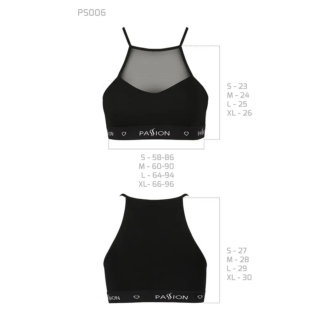 Спортивний топ з прозорою вставкою Passion PS006 TOP XL, black - фото 6