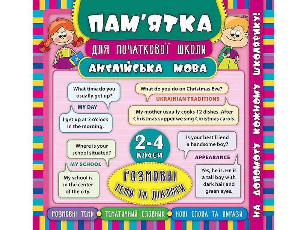 Пам’ятка для початкової школи УЛА Англійська мова Розмовні теми та діалоги 2-4 класи арт.20410