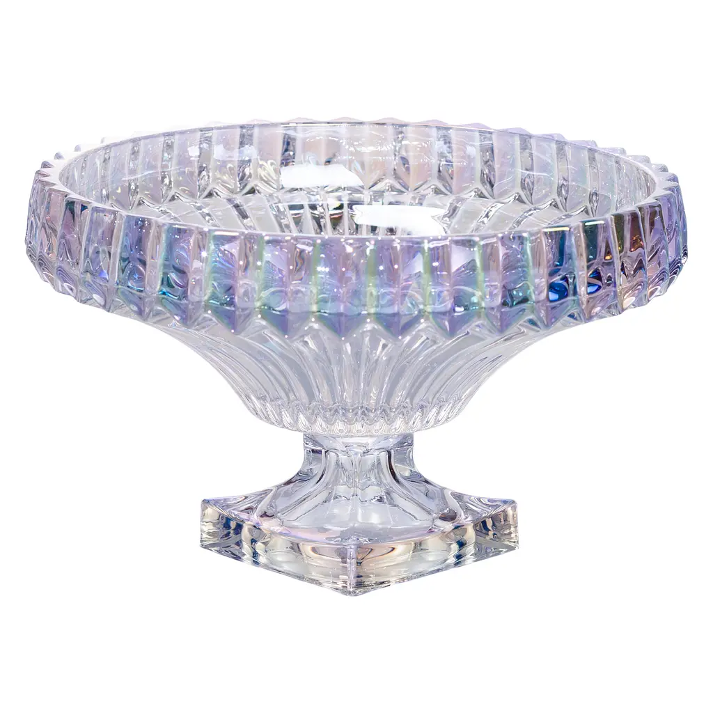 Фруктовниця із товстого скла 29 см на квадратній ніжці rainbow Yiwu HP-19-150RB - фото 3