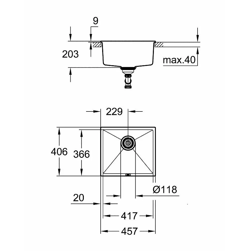Кухонна мийка Grohe Sink K700 Undermount 31653AP0, Чорний - фото 2