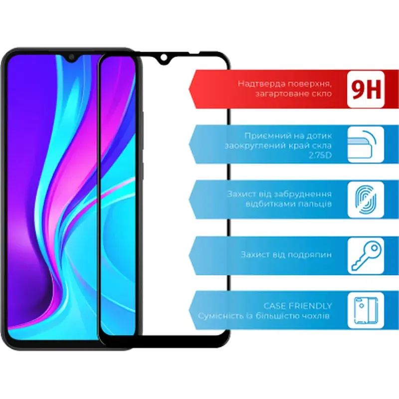 Скло захисне ACCLAB Full Glue Xiaomi Redmi 9A/9C (1283126508820) - фото 2